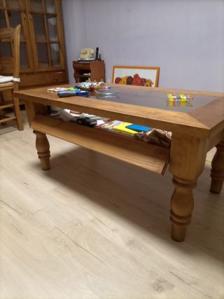Mesa centro de madera maciza estilo rustico 