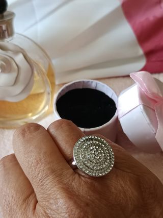 Anillo Acero 316 plata con circonitas 