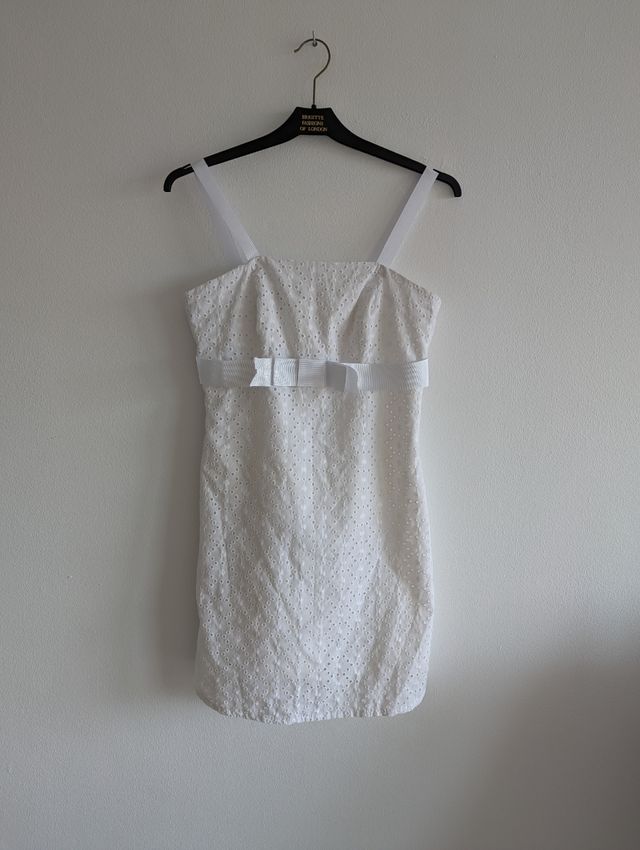 Vestido blanco palabra de honor con lazo