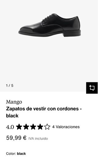 Zapatos Mango Hombre Talla 41 Negros