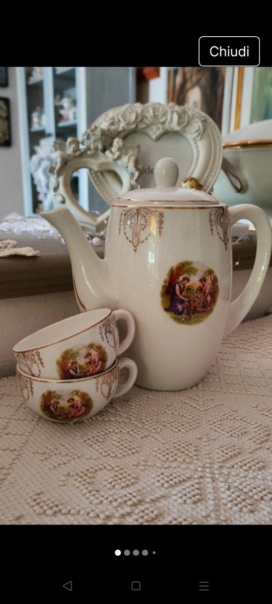 Caffettiera e 2 tazzine primi novecento senza piat