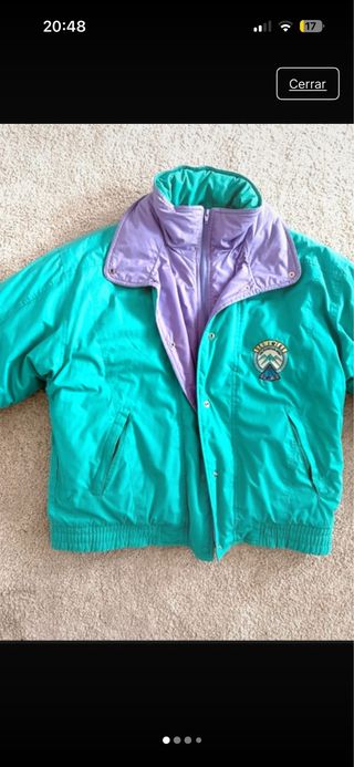 Chaqueta Plumas Vintage Y2K Morado/Verde