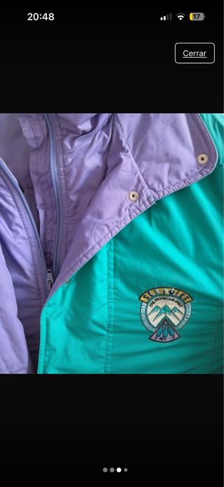Chaqueta Plumas Vintage Y2K Morado/Verde