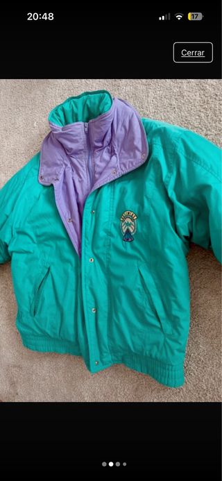 Chaqueta Plumas Vintage Y2K Morado/Verde