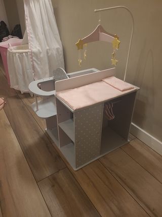 Mueble muñecas bañera, trona, cambiador