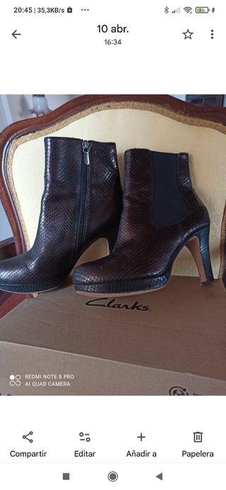 Botines Clarks piel grabada mujer plataforma 