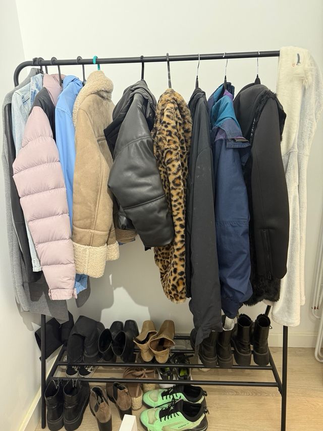 Burro de ropa metálico negro