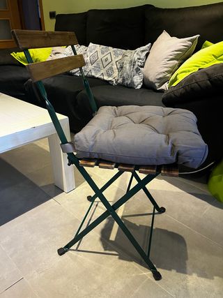 Silla plegable Ikea madera y metal con cojines