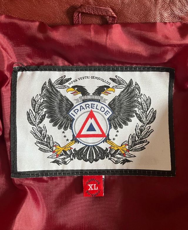 Cazadora Biker Cuero Roja Talla XL