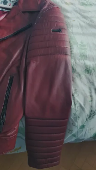 Cazadora Biker Cuero Roja Talla XL