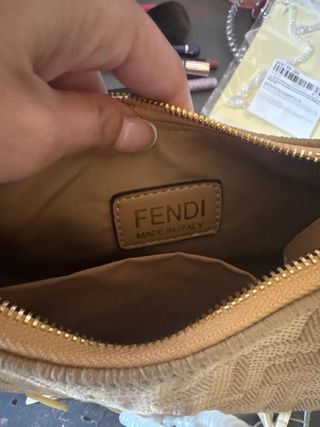 Borsa Fendi beige e marrone con frange