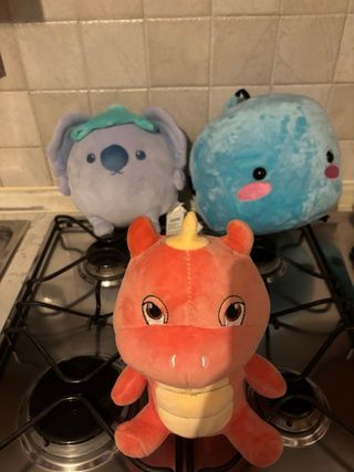 Set 3 Peluche Drago, Koala, Balena Blu