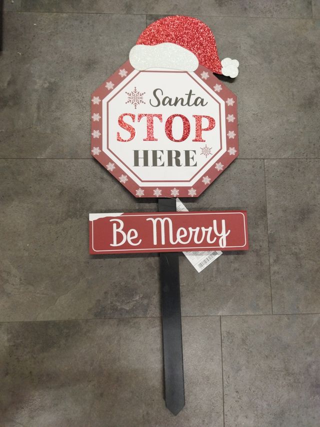 Cartello Natalizio Santa Stop Here