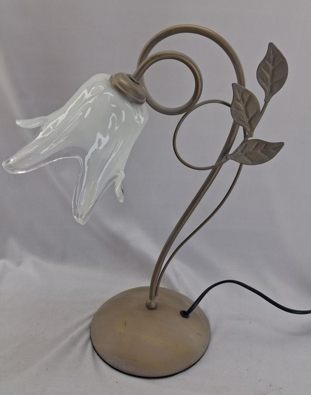 Lámpara Mesa Vintage Florentina Cristal Metal