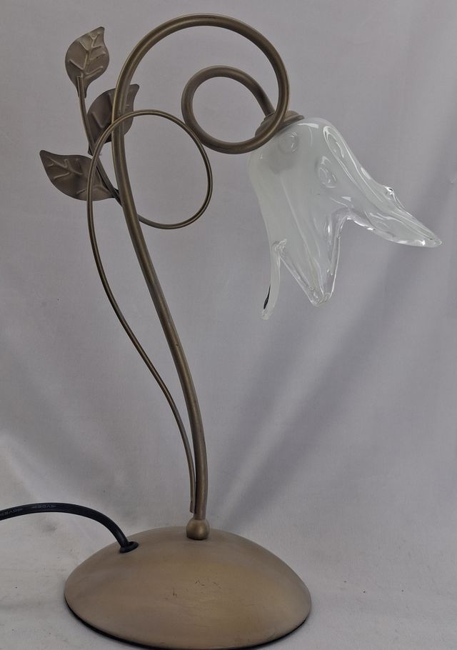 Lámpara Mesa Vintage Florentina Cristal Metal