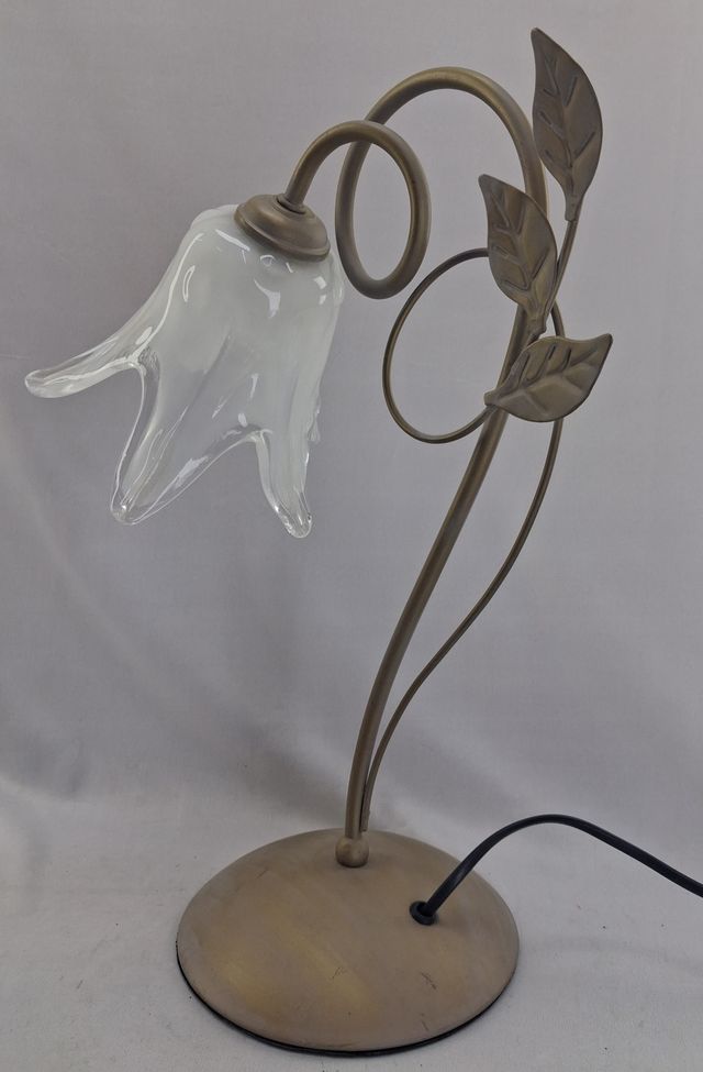 Lámpara Mesa Vintage Florentina Cristal Metal