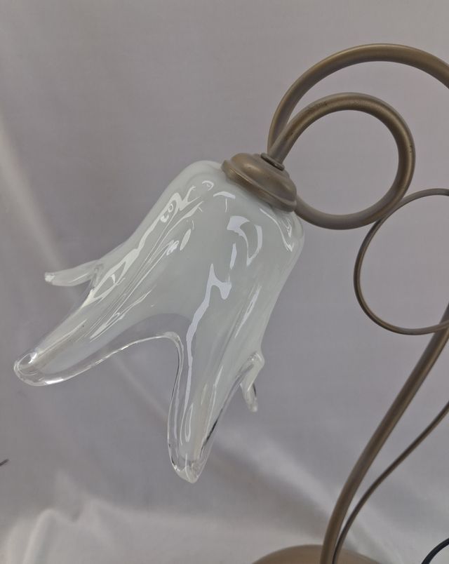 Lámpara Mesa Vintage Florentina Cristal Metal