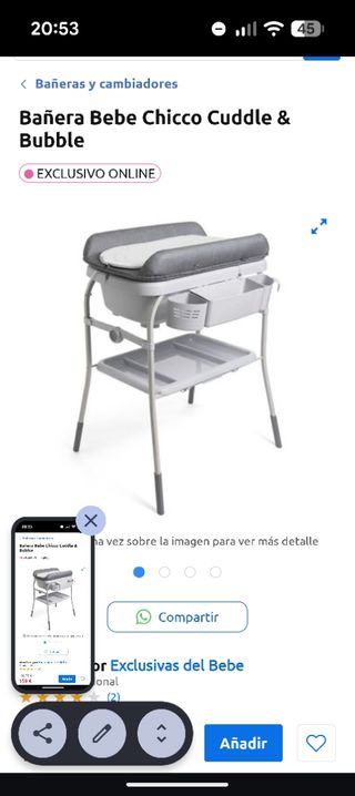Bañera y Cambiador Chicco Cuddle & Bubble