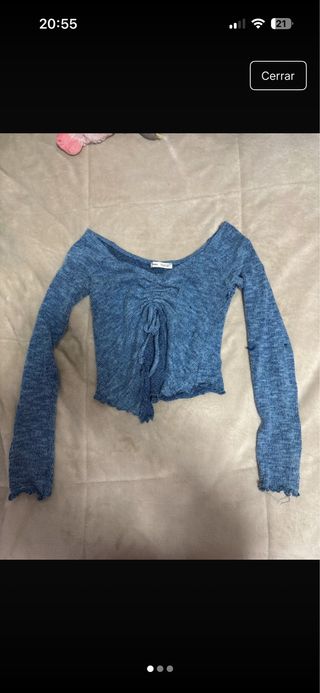 Camiseta Bershka manga larga azul