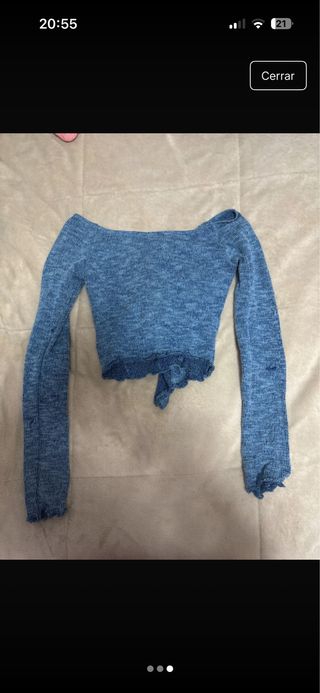 Camiseta Bershka manga larga azul