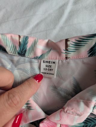 Camisa Hawaiana Rosa Flamencos Palmeras