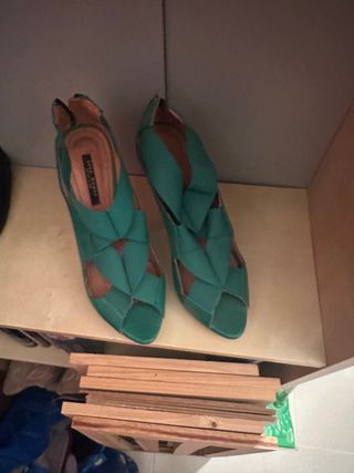 Sandalias Zara Tacón Verde