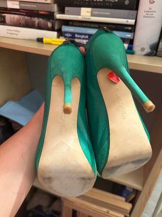Sandalias Zara Tacón Verde
