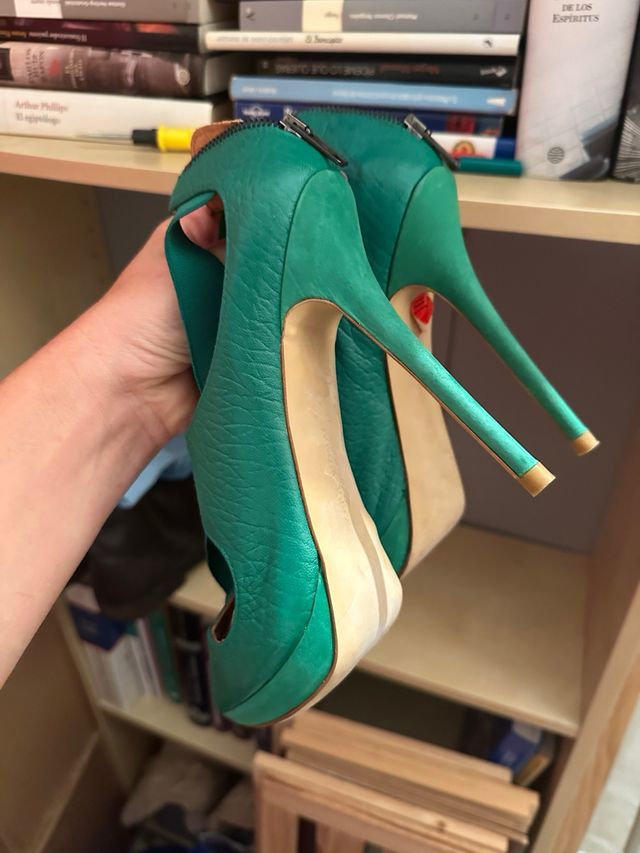 Sandalias Zara Tacón Verde