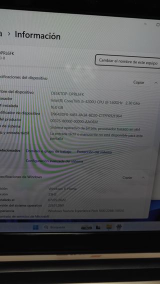 Portátil Toshiba i5 16GB RAM SSD