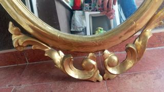 Antiguo Espejo Madera Dorado
