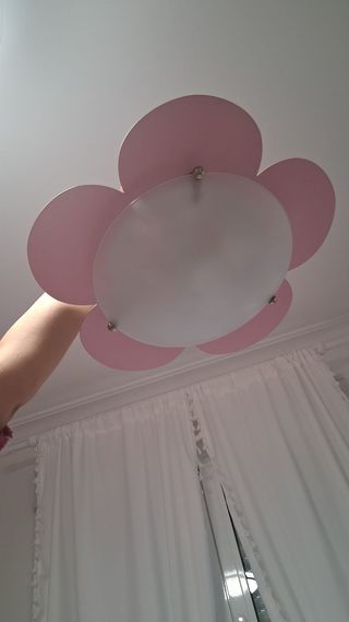 Lámpara techo flor rosa y transparente