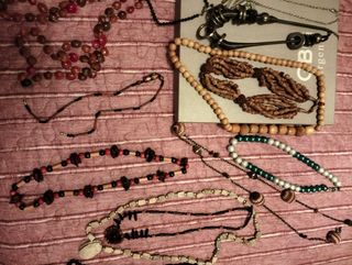 Set collane etniche perline legno e pietre