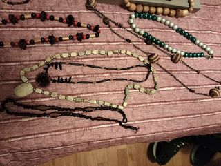 Set collane etniche perline legno e pietre
