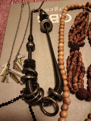 Set collane etniche perline legno e pietre