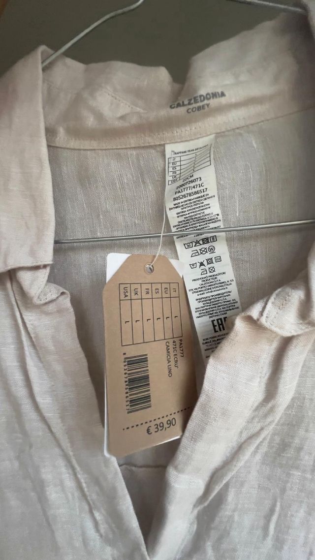 Camisa Lino Beige Calzedonia Talla L