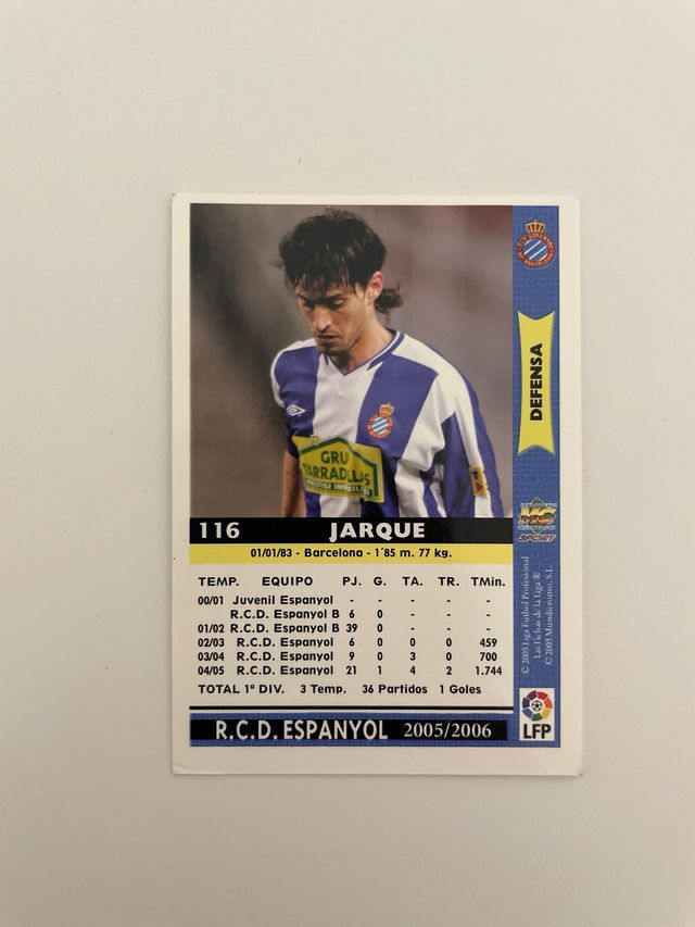 1r cromo Dani Jarque RCD Espanyol + Cromo 2005/06
