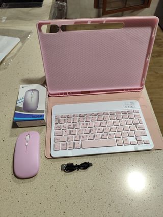 Funda teclado y ratón inalámbrico rosa