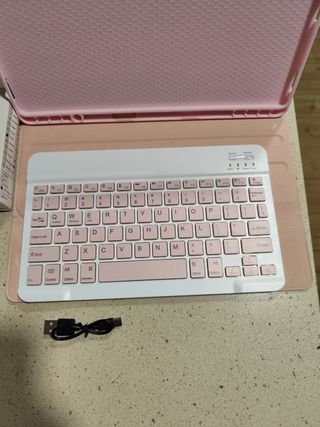 Funda teclado y ratón inalámbrico rosa