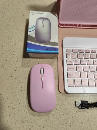 Funda teclado y ratón inalámbrico rosa