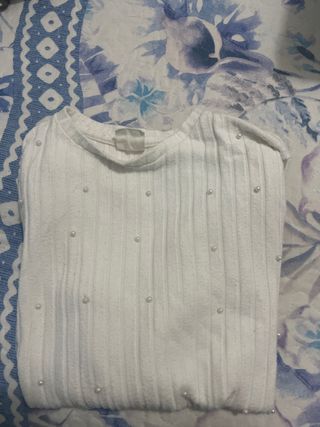 Camiseta Zara manga larga perlas 13-14 años