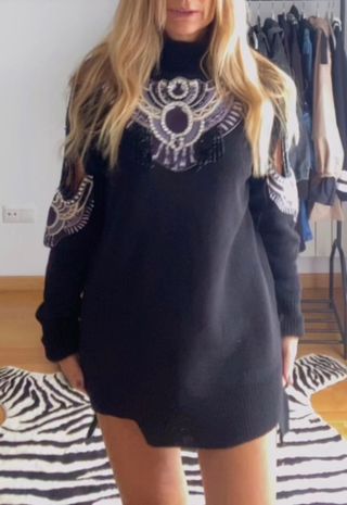 Súeter negro punto mujer elegante nuevo