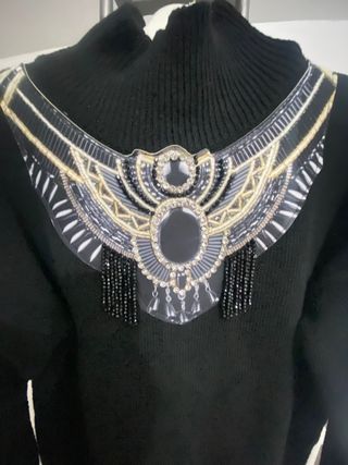 Súeter negro punto mujer elegante nuevo