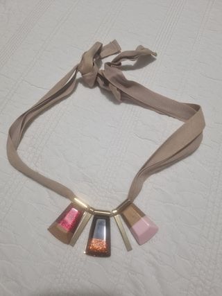 Collar Bimba y Lola piedras rosa y rojo