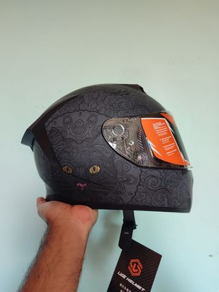 Casco Moto Integral Talla XL Gris Gato