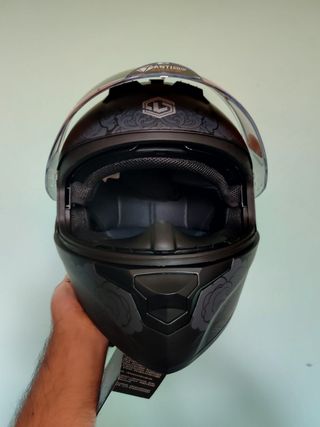 Casco Moto Integral Talla XL Gris Gato