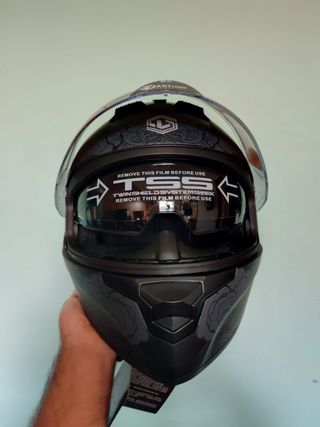 Casco Moto Integral Talla XL Gris Gato