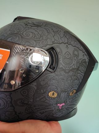 Casco Moto Integral Talla XL Gris Gato