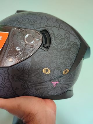 Casco Moto Integral Talla XL Gris Gato