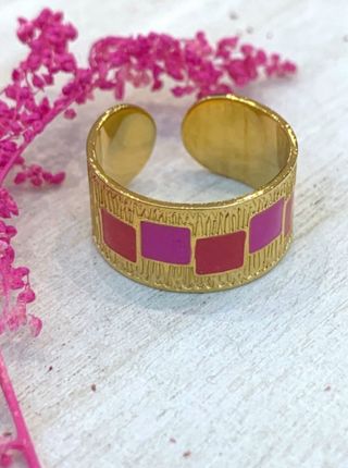 Anillo Mayte Cuéllar Dorado Multicolor Ajustable