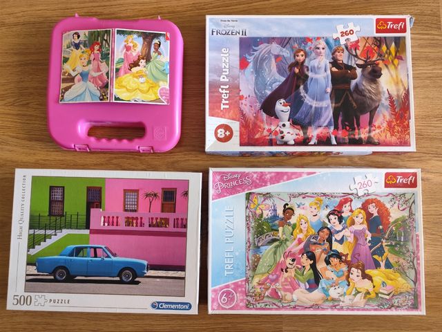 Lote 3 Puzzles Disney Frozen, Princesas y Coche mi